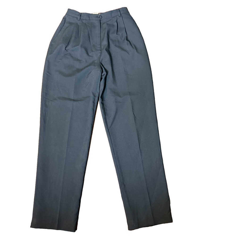 TravelSmith Women's Black Wool Blend Dress Pants Sz 8 Pleated Straight Leg
